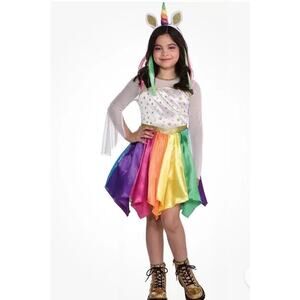 New Amscan Mystical Rainbow Unicorn Halloween Costume Girls Size large 12-14